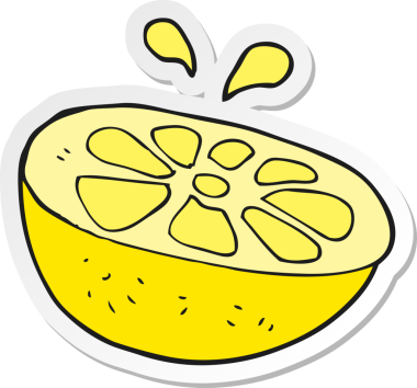 Bir insan tarafından çizilmiş karikatür limonu çıkartması.