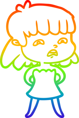 Gökkuşağı gradyan çizimi Bir insan tarafından çizilmiş endişeli bir çizgi kadın