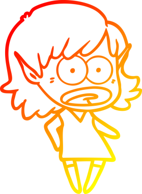 Bir çizgi film karakteri çizimi bir insan tarafından çizilmiş elf kızı şok etti.