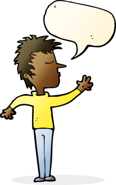 Bir insan tarafından çizilmiş konuşma balonlu bir karikatür.