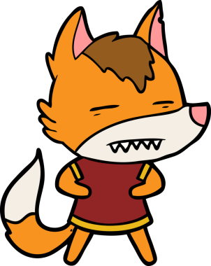 Bir insan tarafından çizilmiş tilki çizgi film karakteri