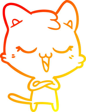 Bir insan tarafından çizilmiş mutlu çizgi film kedisinin sıcak çizgi çizgisi.