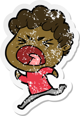 Bir insan tarafından çizilmiş öfkeli bir adamın sıkıntılı çıkartması.