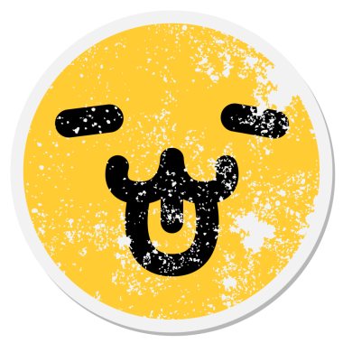 Bir insan tarafından çizilmiş içerik yüzlü dairesel etiket