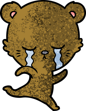 Bir insan tarafından çizilmiş ağlayan çizgi film ayısı.