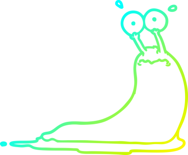 Bir insan tarafından çizilmiş bir çizgi film sümüklü böceğinin soğuk eğik çizgisi.