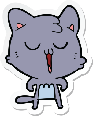 Bir insan tarafından çizilmiş çizgi film kedisinin çıkartması.