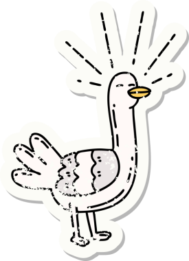 Bir insan tarafından çizilmiş dövme stili bir deniz kuşunun eski etiketi.