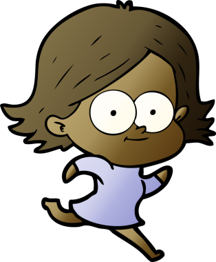 Bir insan tarafından çizilmiş mutlu çizgi film kızı.