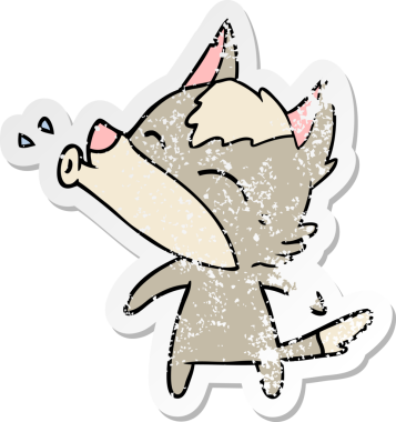 Bir insan tarafından çizilmiş uluyan kurt çizgi filminin sıkıntılı çıkartması.