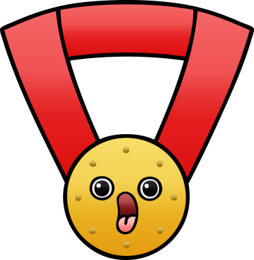 Bir insan tarafından çizilmiş altın madalyanın gölgelenmiş karikatürü.