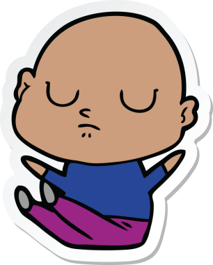 Bir insan tarafından çizilmiş kel bir adamın çıkartması.