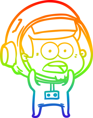 gökkuşağı gradyan çizgi çizimi bir insan tarafından çizilmiş astronot şaşırttı