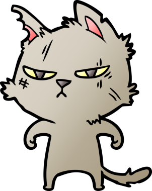 Bir insan tarafından çizilmiş sert çizgi film kedisi.