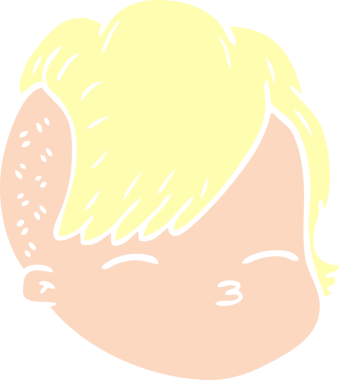 Bir insan tarafından çizilmiş düz renk çizgi film kadın yüzü