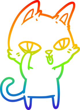 Gökkuşağı gradyan çizgi çizimi Bir insan tarafından çizilen çizgi film kedisi