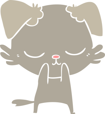 Bir insan tarafından çizilmiş şirin düz renkli çizgi film köpeği.