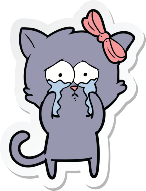 Bir insan tarafından çizilmiş çizgi film kedisinin çıkartması.