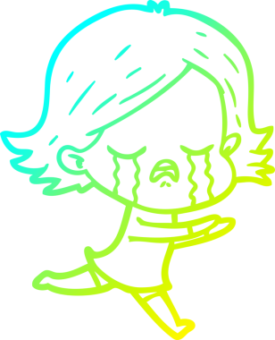 Bir insan tarafından çizilmiş ağlayan bir çizgi film kızı çizimi.