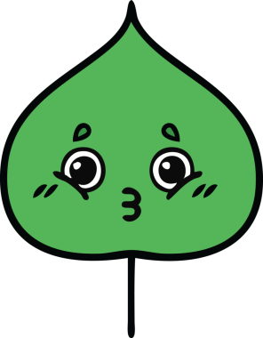 Bir insan tarafından çizilmiş dışavurumsal yaprağın sevimli karikatürü.