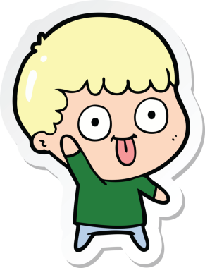 sticker of a cartoon dumb kid drawn by a human