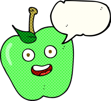 Bir insan tarafından çizilmiş serbest çizilmiş çizgi roman konuşma balonu çizgi film elması