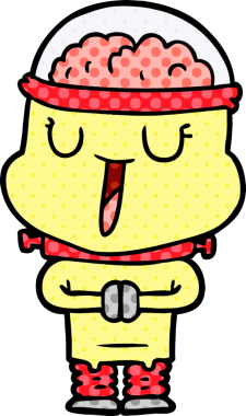 Bir insan tarafından çizilmiş mutlu çizgi film robotu