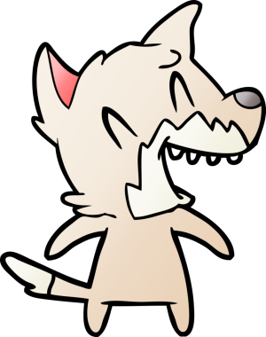 Bir insan tarafından çizilmiş gülen tilki çizgi filmi.