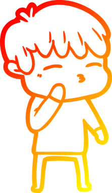 Bir insan tarafından çizilmiş, çizgi film karakteri meraklı bir çocuk çizimi.