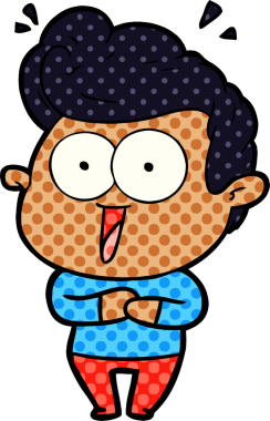 Bir insan tarafından çizilmiş heyecanlı bir çizgi film.