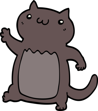 Bir insan tarafından çizilmiş çizgi film kedisi.