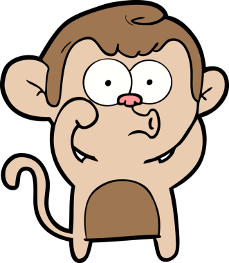 Bir insan tarafından çizilmiş korna çalan maymun.