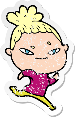 Bir insan tarafından çizilmiş karikatür bir kadının sıkıntılı çıkartması.