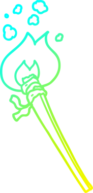 Bir insan tarafından çizilen yanan meşalenin soğuk gradyan çizgisi.