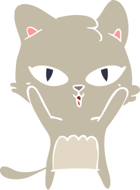 Bir insan tarafından çizilmiş düz renkli çizgi film kedisi