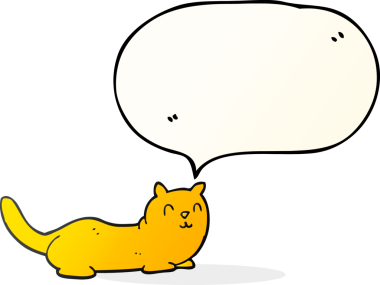 Bir insan tarafından çizilmiş serbest konuşma balonu çizgi film kedisi