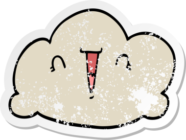 Bir insan tarafından çizilmiş karikatür bulutunun sıkıntılı çıkartması.