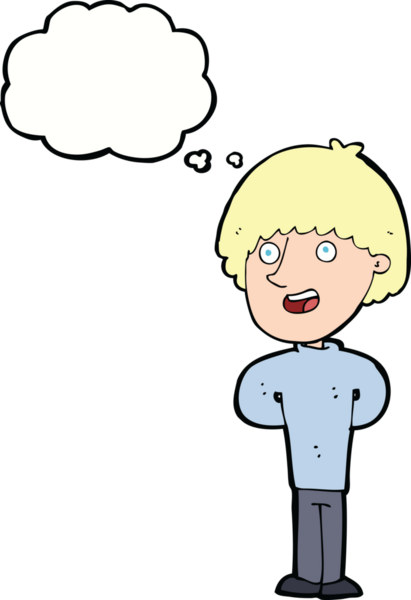 Bir insan tarafından çizilmiş düşünce balonlu mutlu adam çizgi filmi.