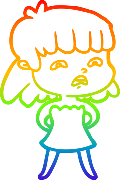 Gökkuşağı gradyan çizimi Bir insan tarafından çizilmiş endişeli bir çizgi kadın