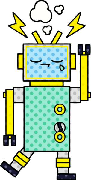 bir insan tarafından çizilmiş bir robotun çizgi roman tarzı