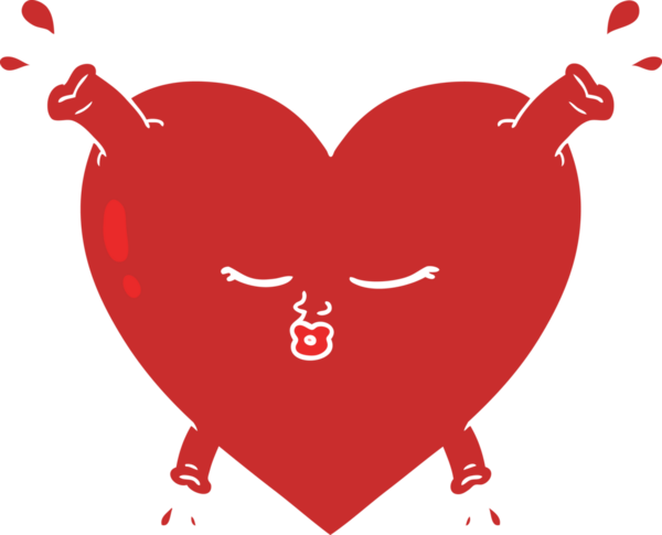 Bir insan tarafından çizilmiş düz renkli karikatür kalp.