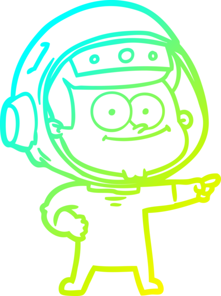 Bir insan tarafından çizilmiş mutlu bir astronot çizgi filmi.