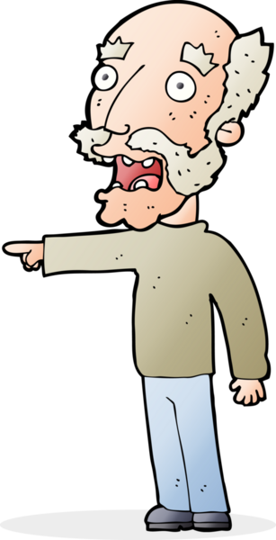 Çizgi filmdeki korkak yaşlı adam bir insan tarafından çizilmiş.