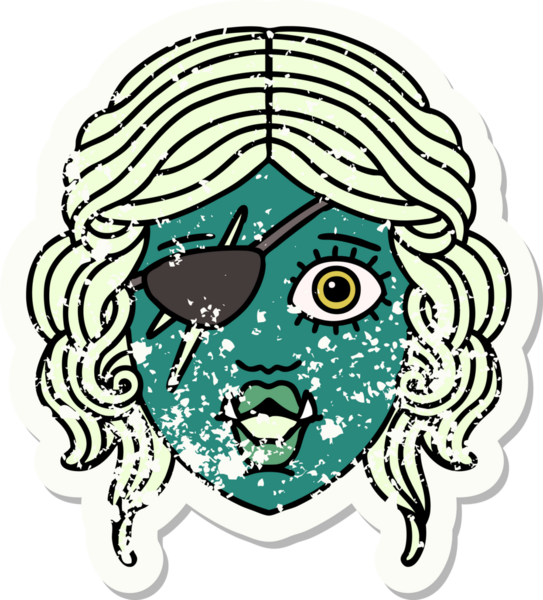 Retro Dövme Biçimli Ork karakteri bir insan tarafından çizilmiş