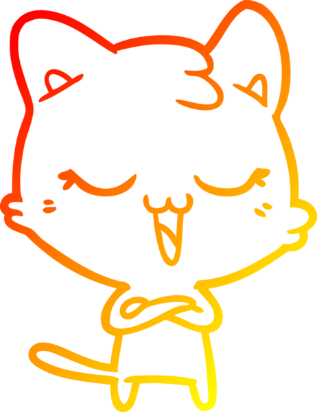 Bir insan tarafından çizilmiş mutlu çizgi film kedisinin sıcak çizgi çizgisi.