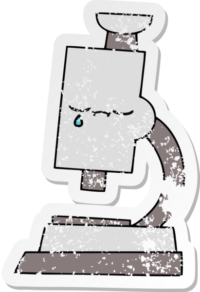 Bir insan tarafından çizilmiş sevimli bir mikroskobun sıkıntılı çıkartması.