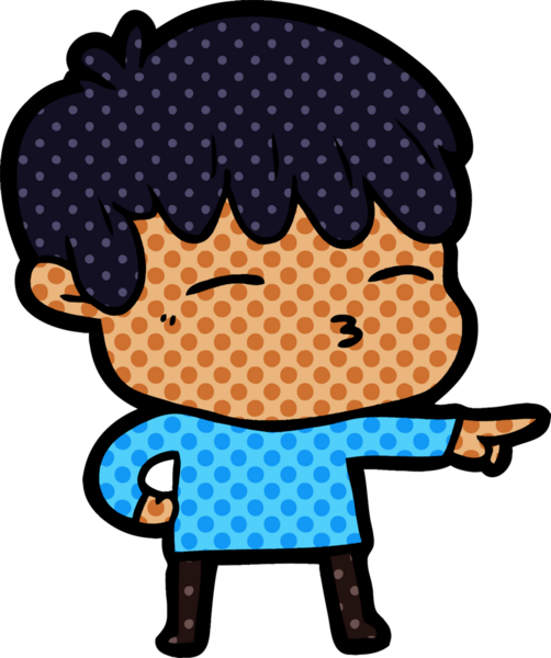 Bir insan tarafından çizilmiş meraklı bir çocuk.