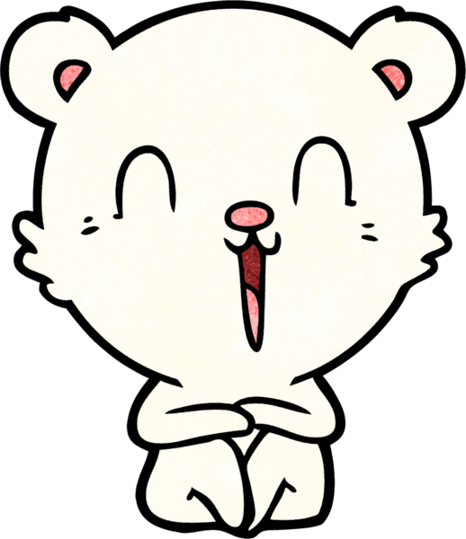 Bir insan tarafından çizilmiş mutlu kutup ayısı çizgi filmi.