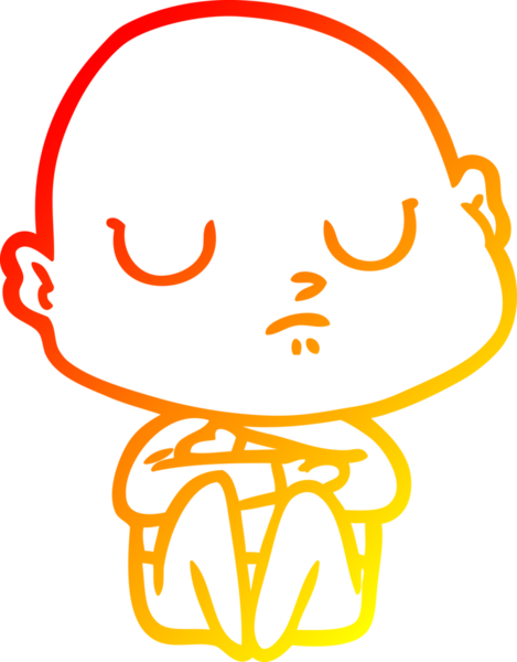 Bir insan tarafından çizilmiş kel bir adamın sıcak çizgi çizimi.