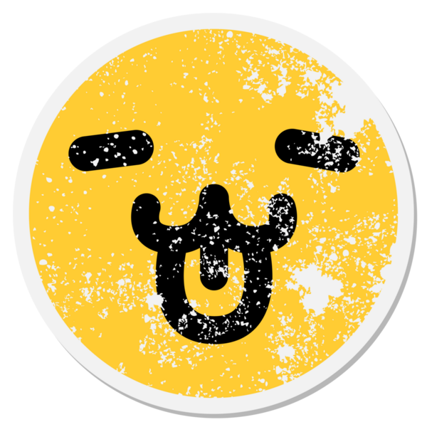 Bir insan tarafından çizilmiş içerik yüzlü dairesel etiket